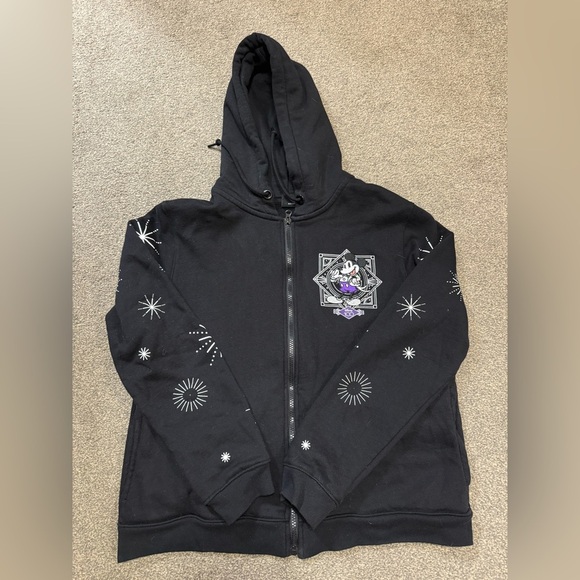 Rare Walt Disney 100th Anniversary Size Large Full Zip Hoodie Black Sweatshirt - Picture 7 of 10